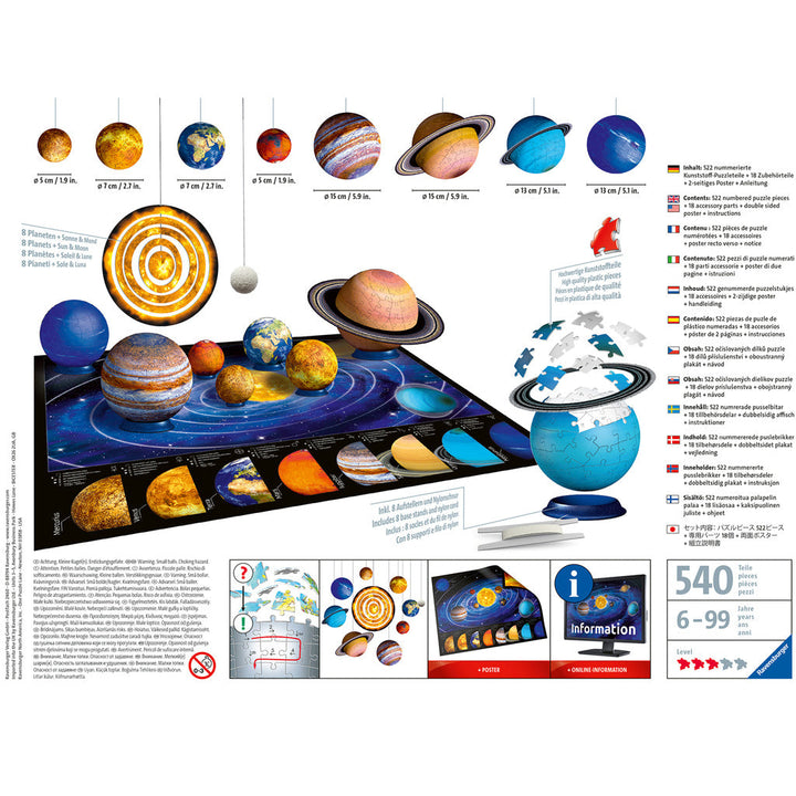 3D Puzzle Solar System 27/54/72/108p. Ravensburger