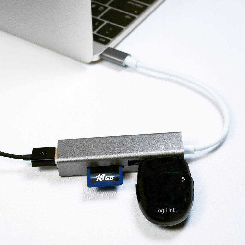 USB-C Hub 3port+minneskortsläsare LogiLink