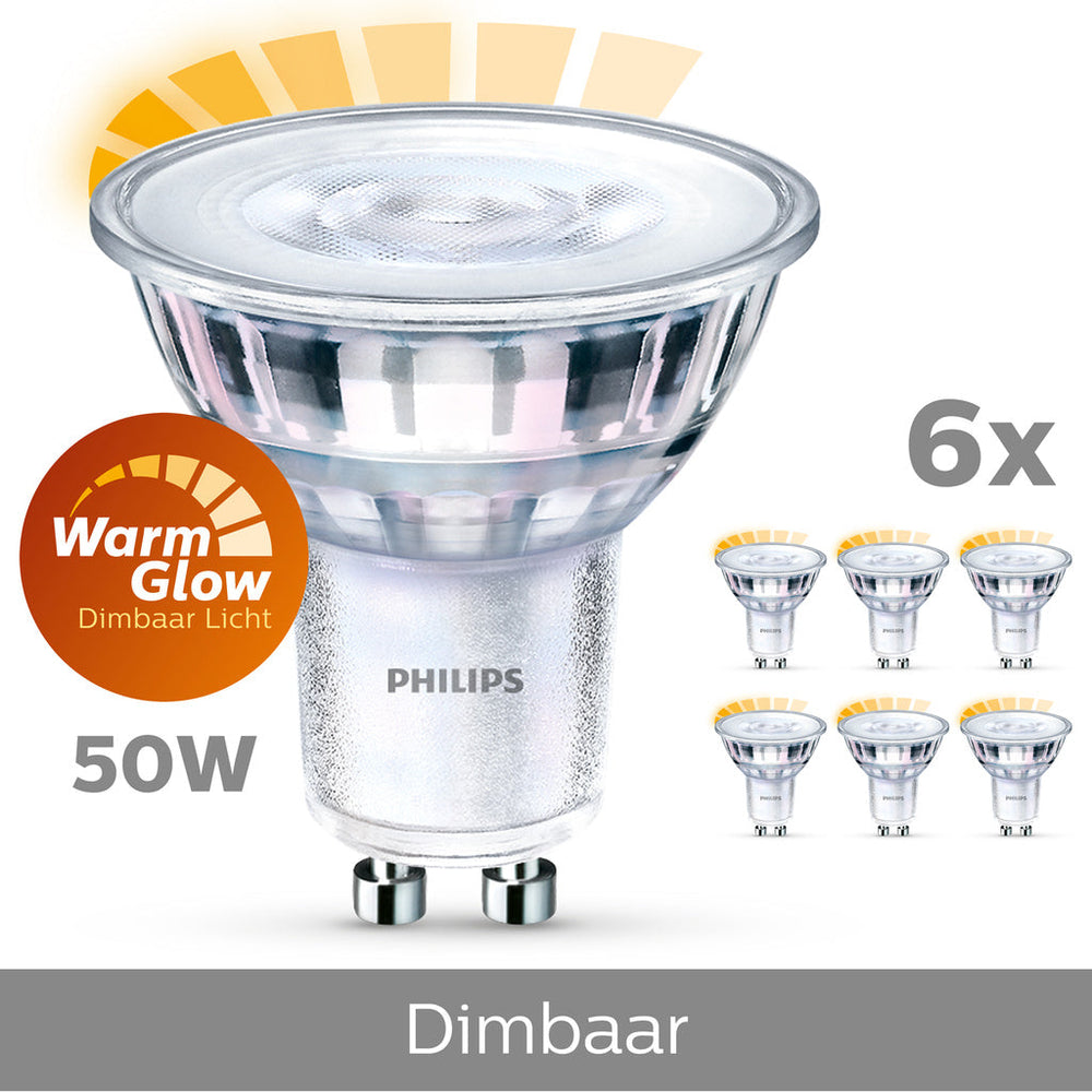 6-pack LED GU10 50W Dimbar WarmGlow Philips