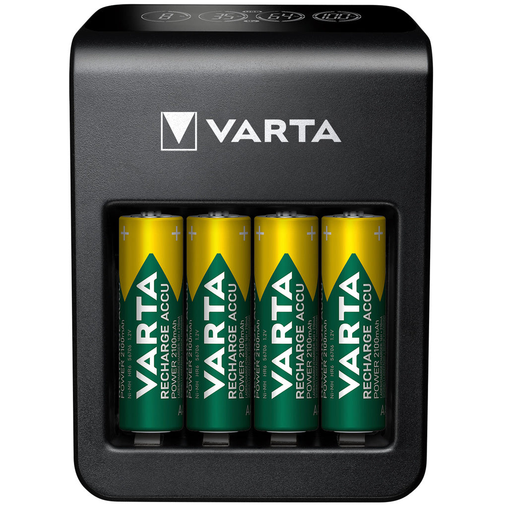 LCD Plug Carger+ AA/AAA/9V + USB inkl 4xAA Varta