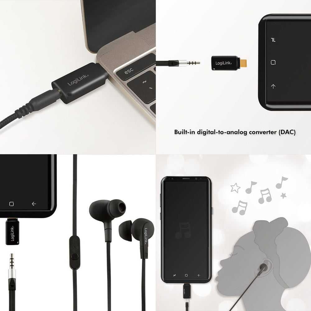 USB-C 3,5mm-ljudadapter m DAC LogiLink