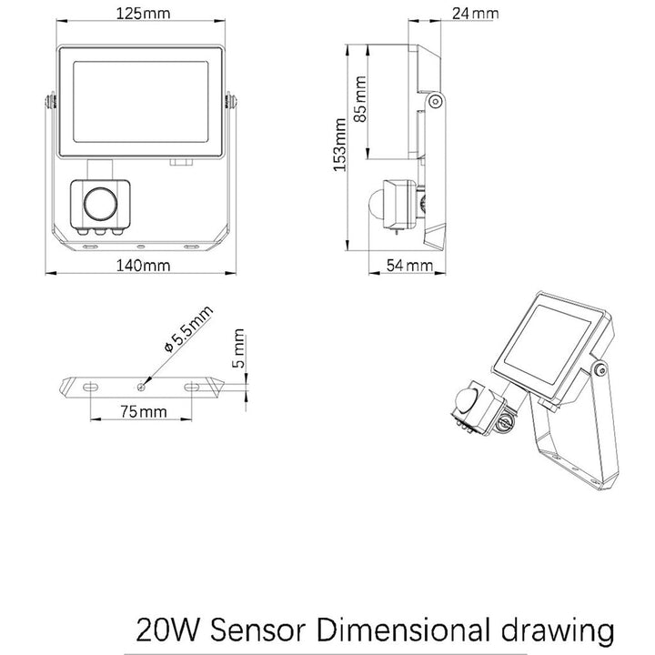 ProjectLine Strålkastare 20W 1800lm Sensor Philips
