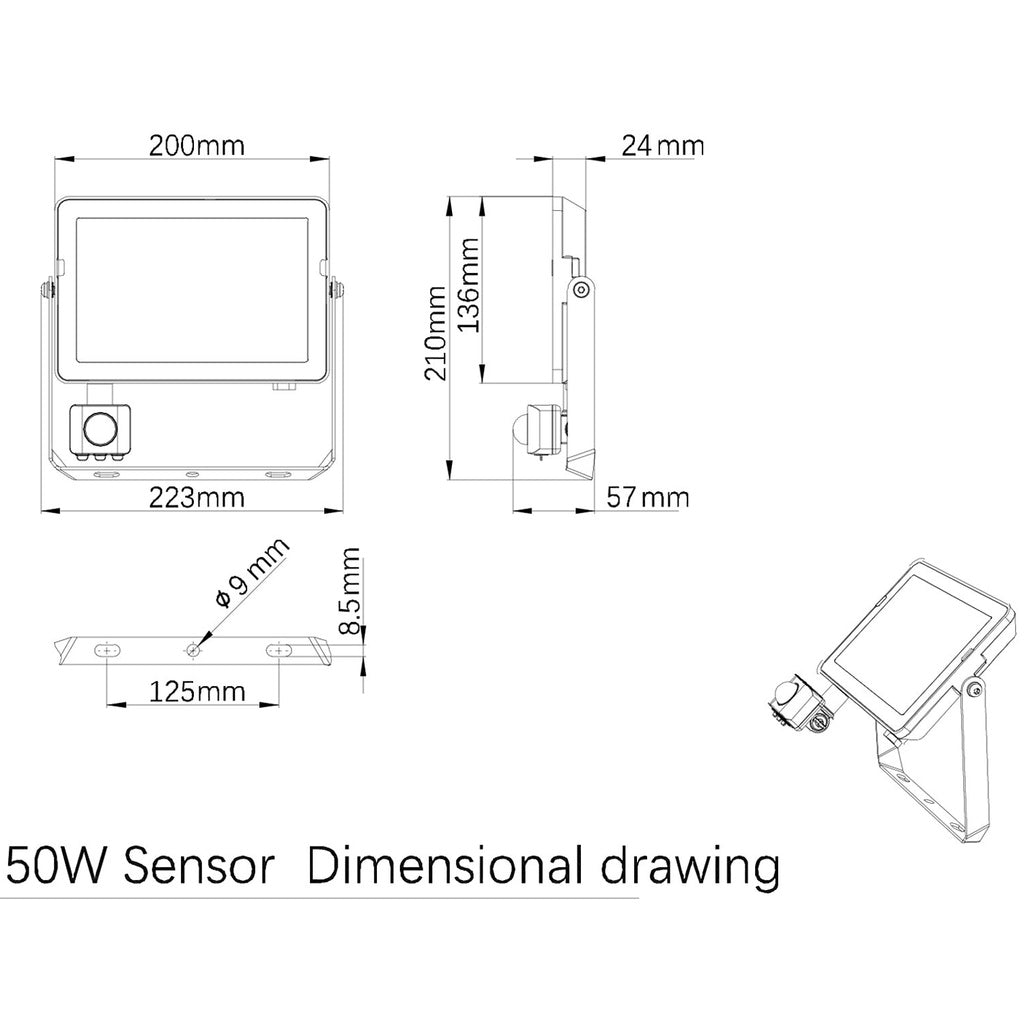 ProjectLine Strålkastare 50W 4750lm Sensor Philips