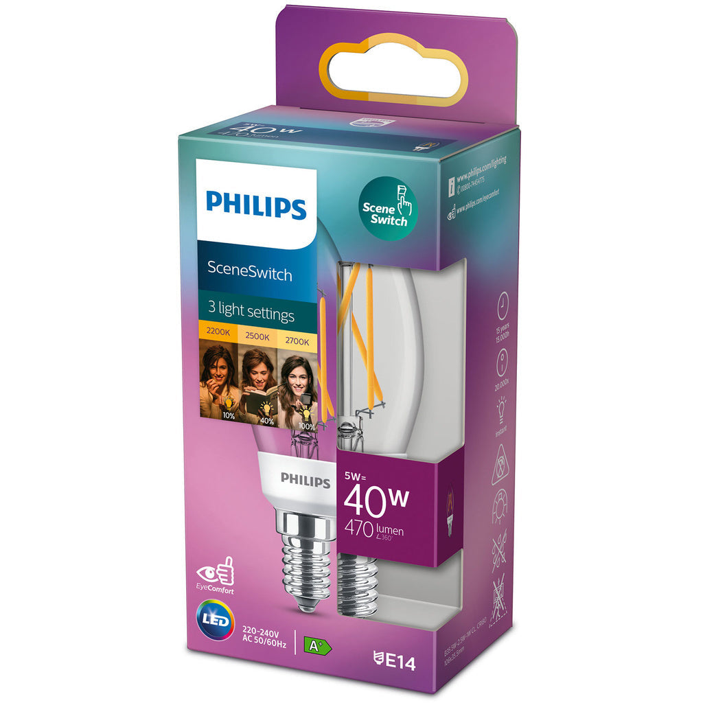 LED SceneSwitch E14 P45 Kron 40-18-9W Klar Philips