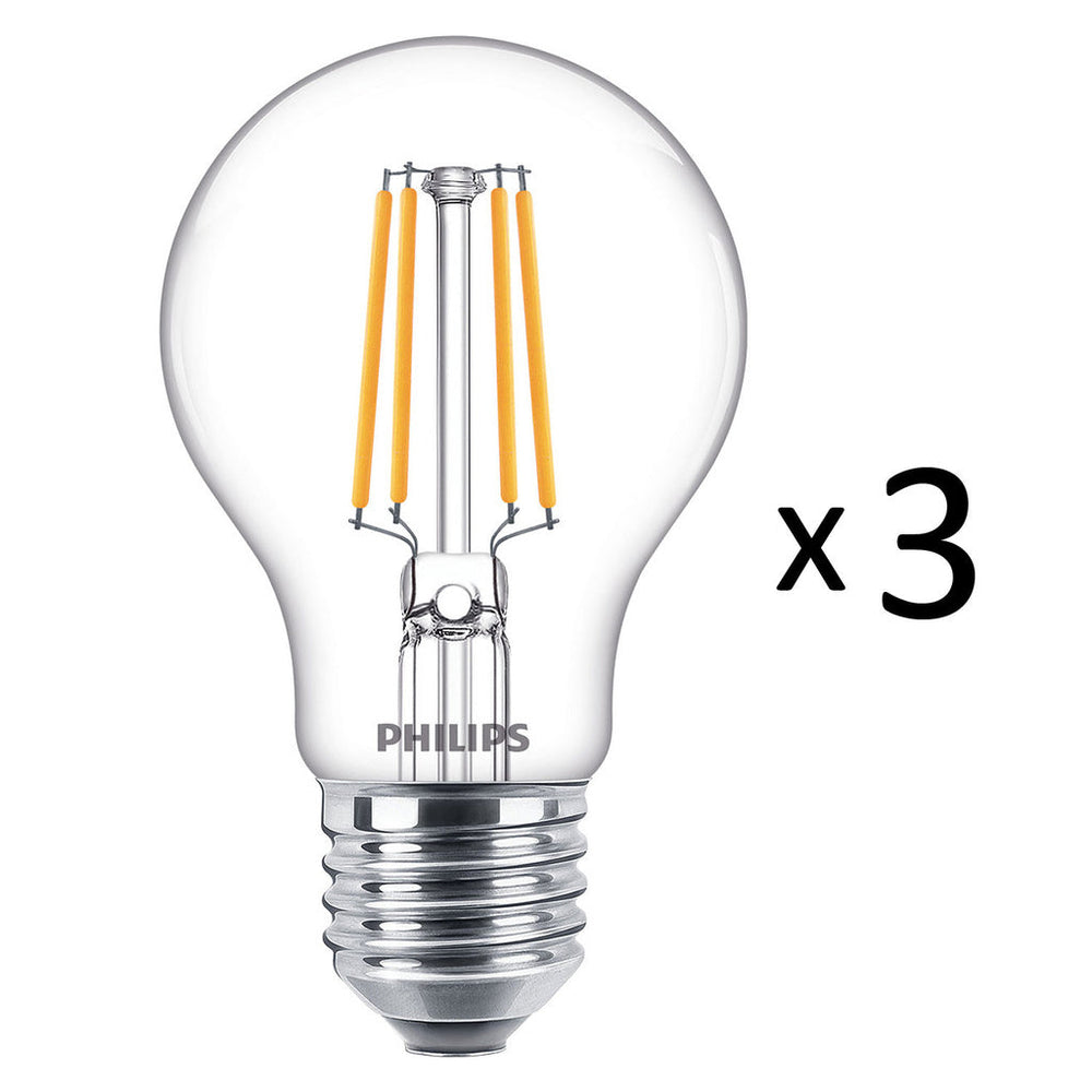 3-pack LED E27 Normal Klar 40W 470lm Philips