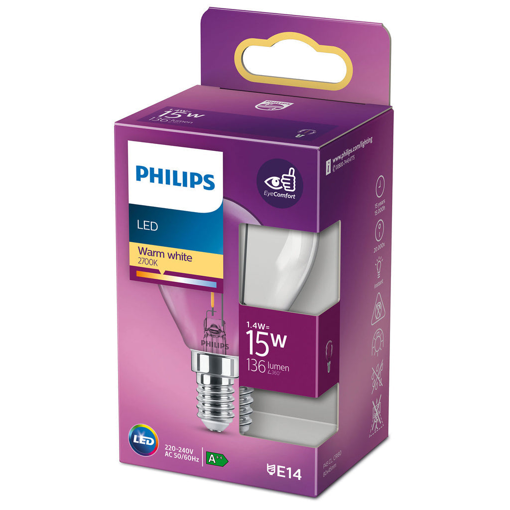 LED E14 Klot 15W Klar 136lm Philips