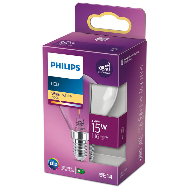 LED E14 Klot 15W Klar 136lm Philips