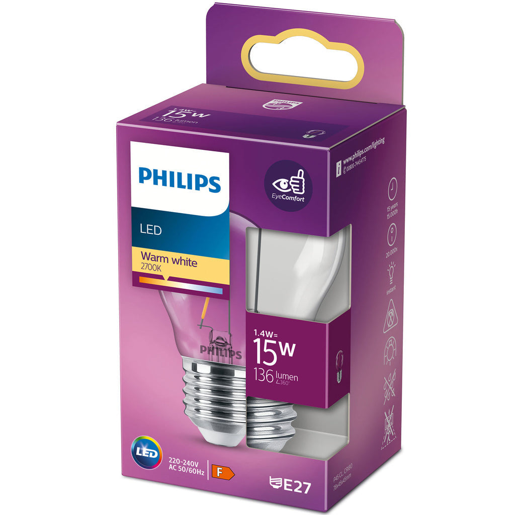 LED E27 Klot 15W Klar 136lm Philips