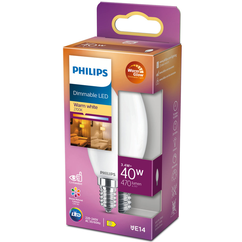 LED E14 Kron 3,4W (40W) Frost Dim WarmGl 470 Philips