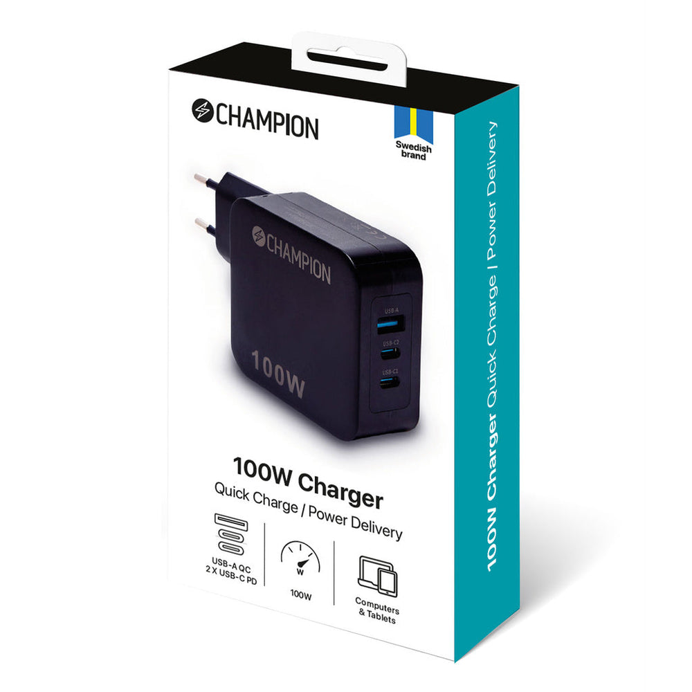 Laddare 100W PD / QC Svart Champion
