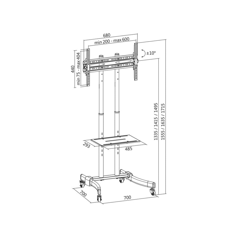 Golvstativ med hjul TV 37-70" max 40kg Svart LogiLink