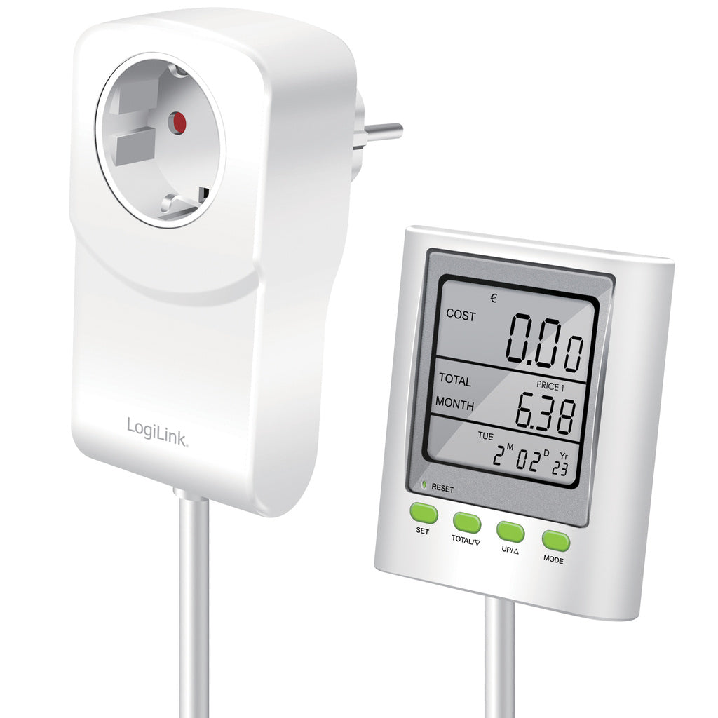 Energimätare med kostnadsberäkning Extern display LogiLink