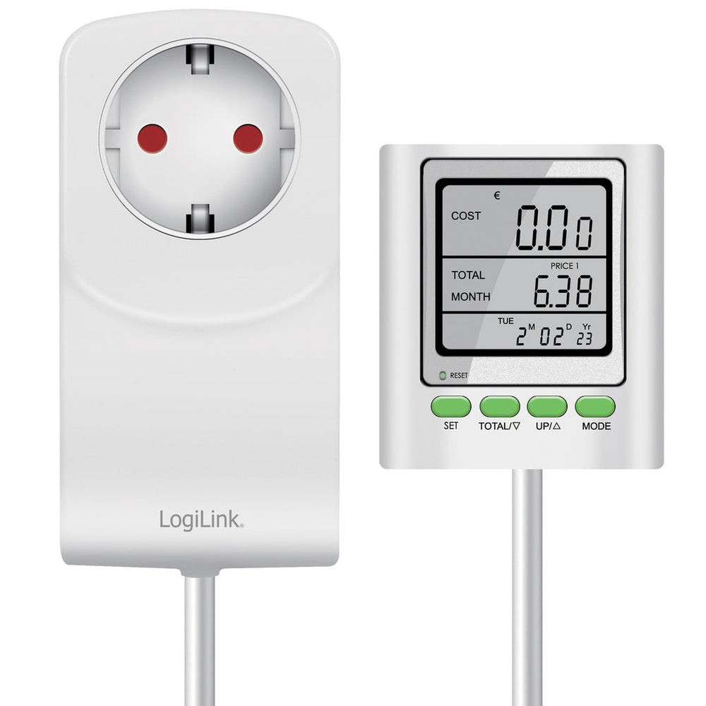 Energimätare med kostnadsberäkning Extern display LogiLink