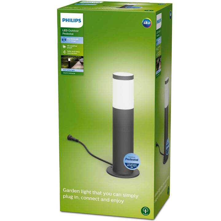 GardenLink Utrecht Piedestal Kallvit 660lm Antracit Philips