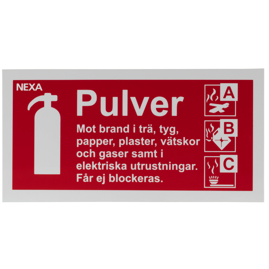 BSP-1020 Skylt för pulversläckare Nexa