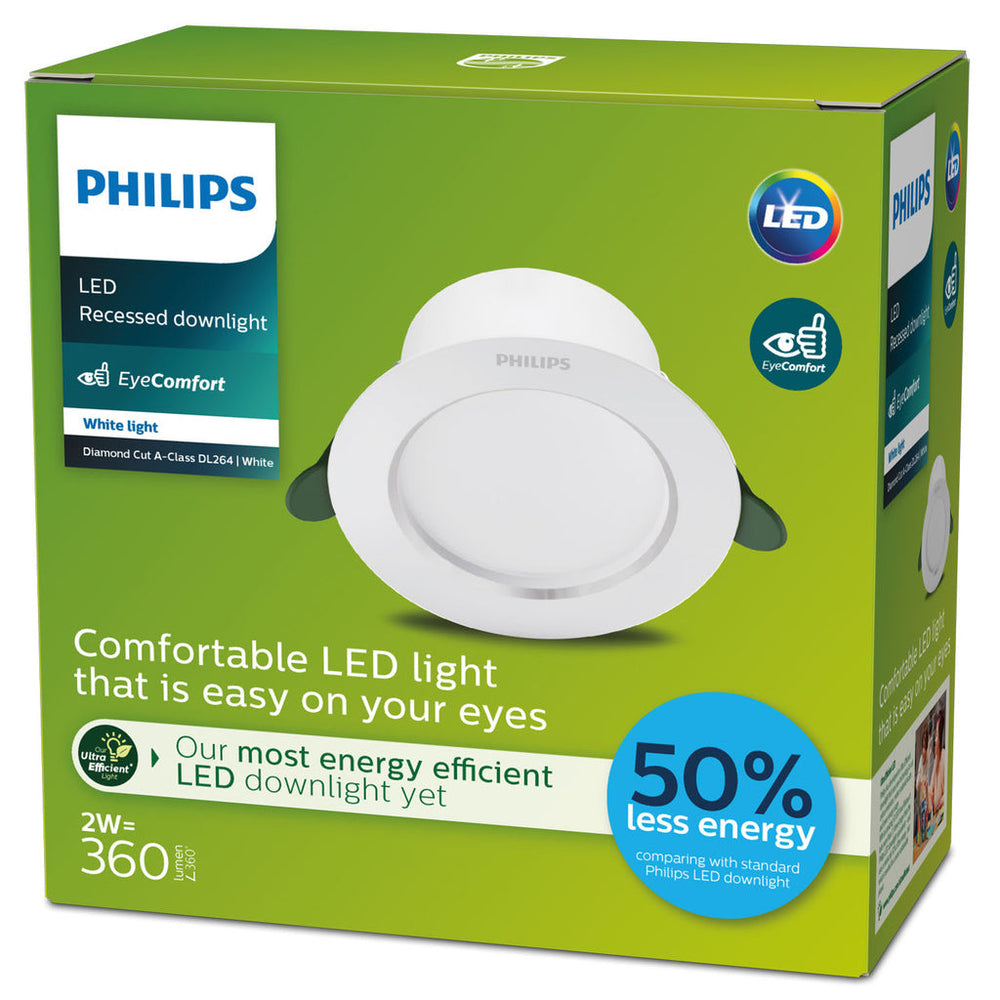 LED Infälld spot Diamond Cut Ø95mm 2W 360lm 3000K Energiklass A Philips