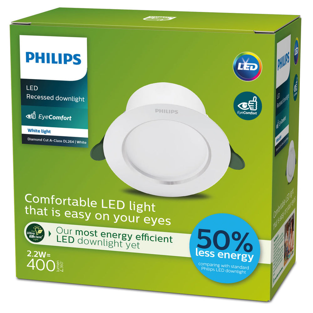 LED Infälld spot Diamond Cut Ø105mm 2,2W 400lm 3000K Energiklass A Philips