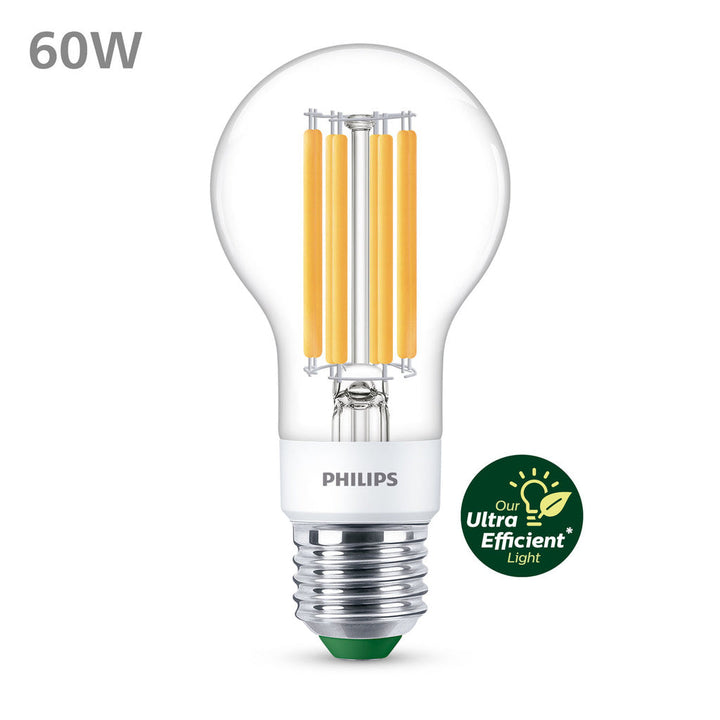 LED E27 Normal 4W (60W) Klar Dimbar 840lm 2700K Energiklass A Philips