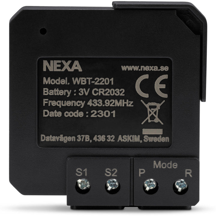 WBT-2201 Inbyggnadsändare batteri På/Av/Dimmer 2 kanaler Nexa