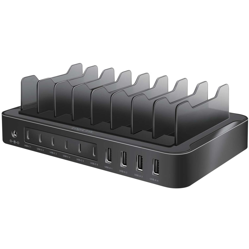 Laddstation 10 portar 6st USB-C + 4st USB-A PD/QC3.0 120W LogiLink