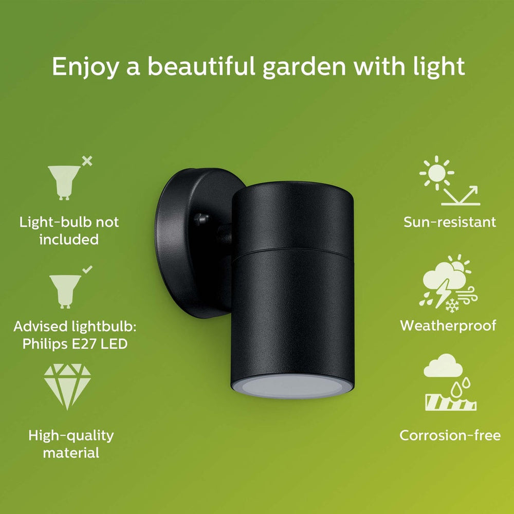 Kylis Väggarmatur Downlight (GU10-sockel) IP44 Rostfritt stål Svart Philips