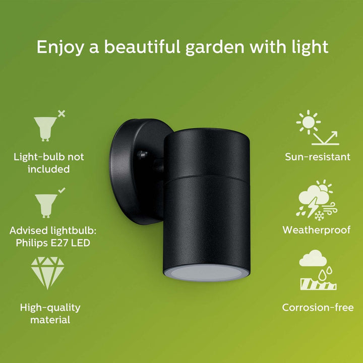 Kylis Väggarmatur Downlight (GU10-sockel) IP44 Rostfritt stål Svart Philips