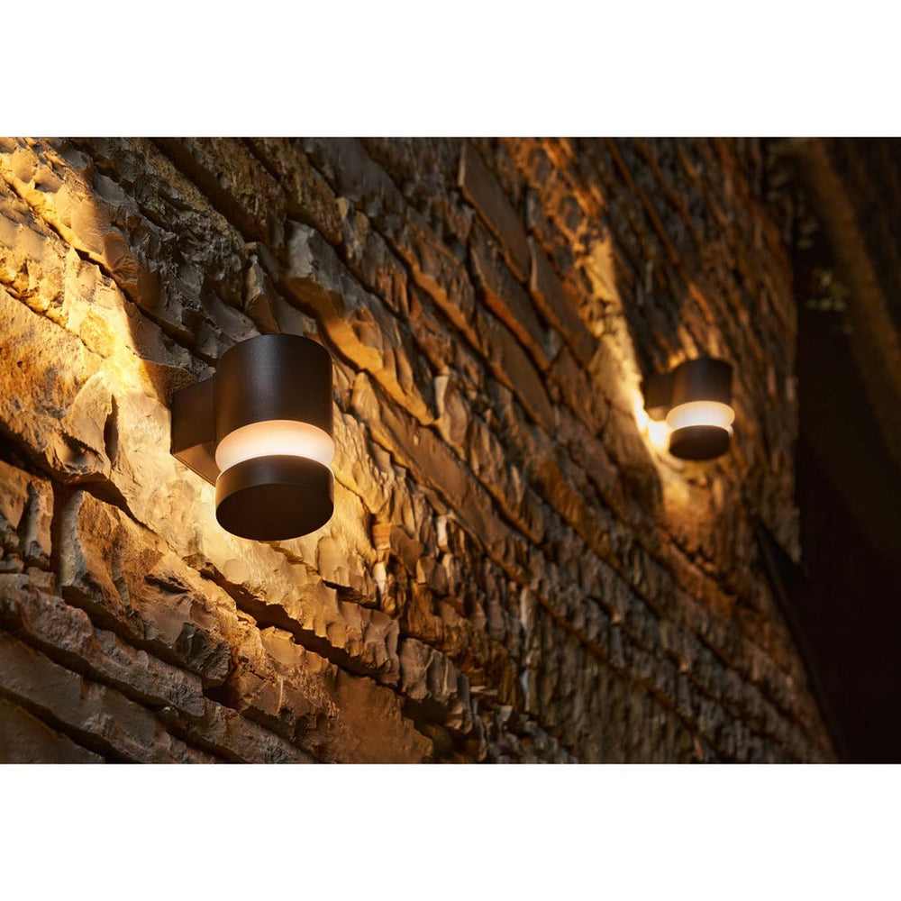 Laven LED-vägglampa Upp Rostfritt stål Svart IP44 Varmit 6W 600lm Philips