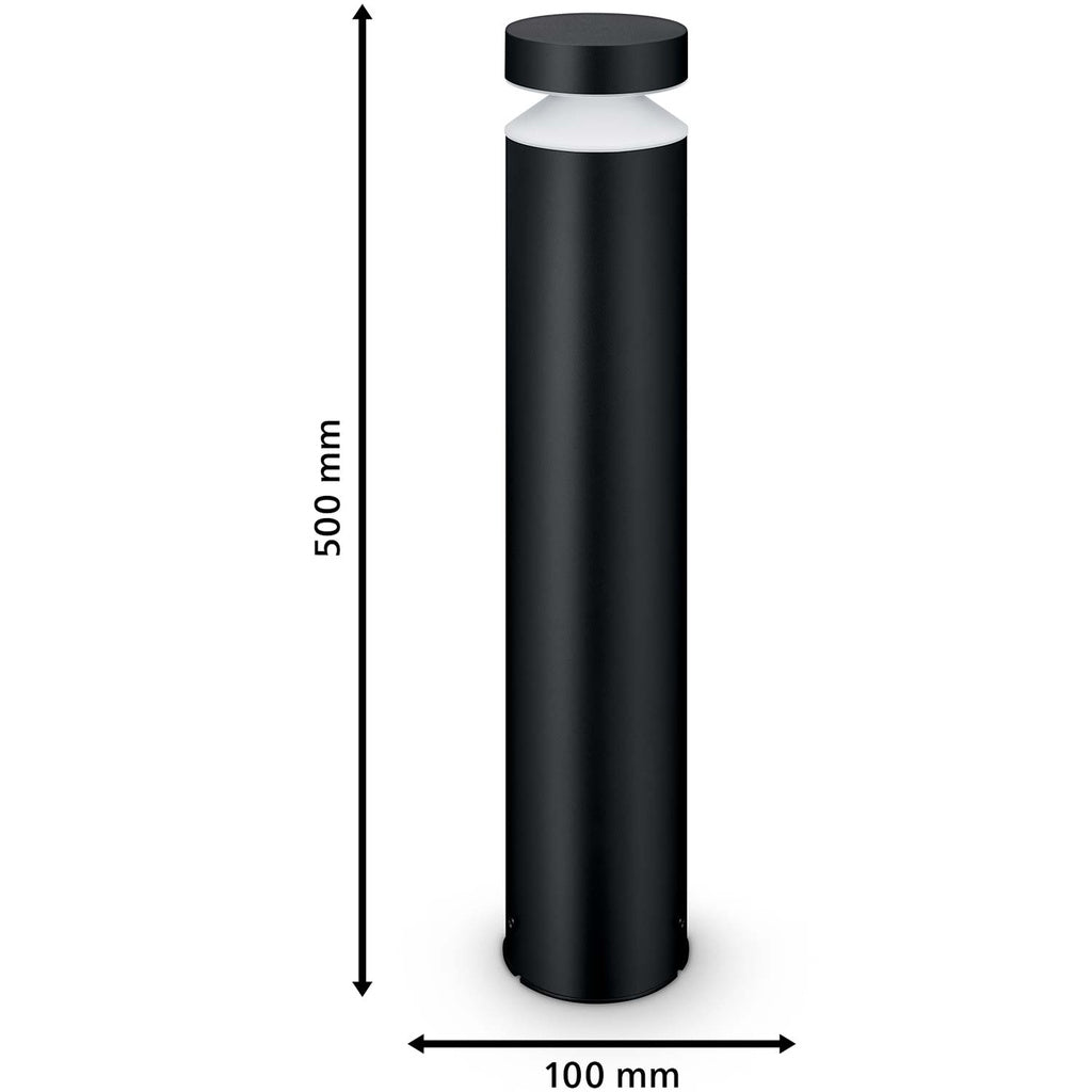 Laven LED-pollare Rostfritt stål Svart IP44 Varmit 6W 600lm Philips
