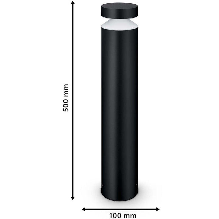 Laven LED-pollare Rostfritt stål Svart IP44 Varmit 6W 600lm Philips