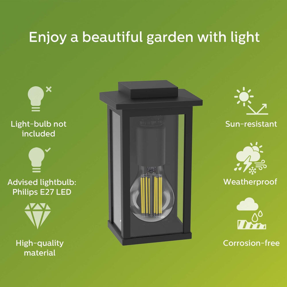 Mirth Väggarmatur (E27-sockel) IP44 Aluminium/Glas Svart Philips