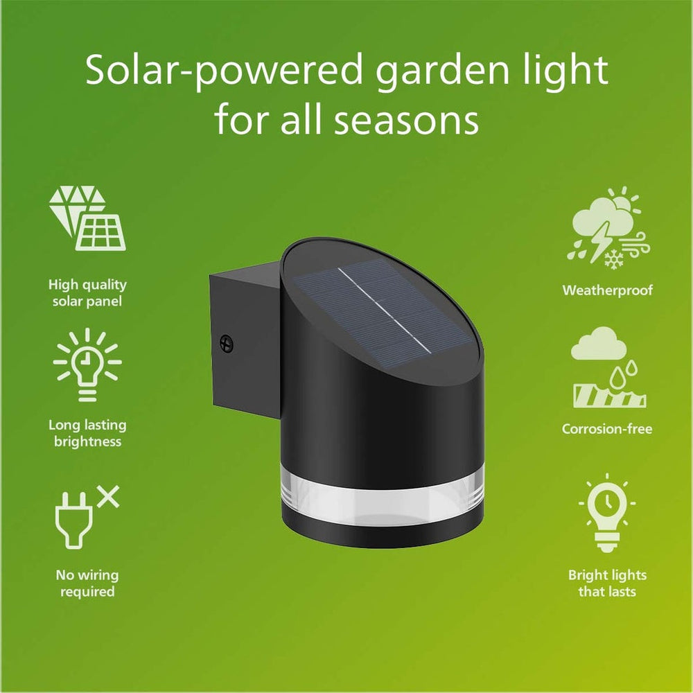 Fyve Vägglampa Vinklad Solcell Ultra Efficient LED 200lm Svart Philips