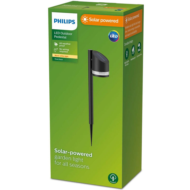 Fyve Trädgårdslampa Vinklad Solcell Ultra Efficient LED 200lm Svart Philips