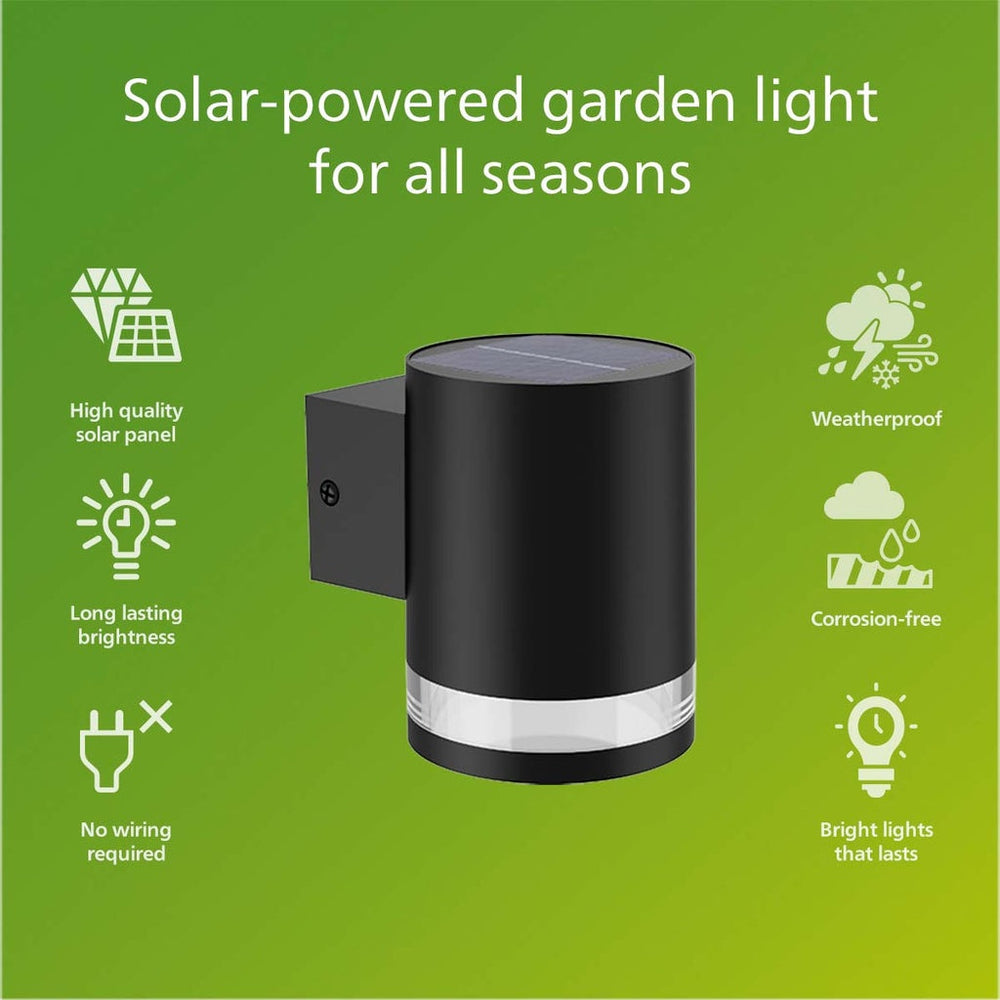 Fyce Vägglampa Rak Solcell Ultra Efficient LED 200lm Svart Philips