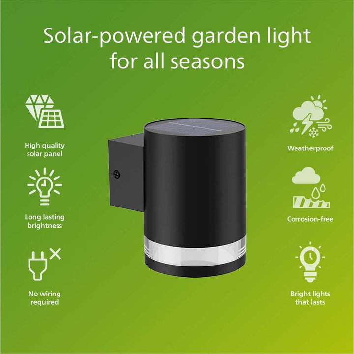 Fyce Vägglampa Rak Solcell Ultra Efficient LED 200lm Svart Philips