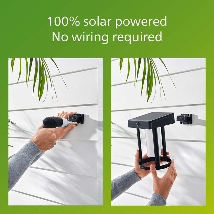 Fyce Vägglampa Rak Solcell Ultra Efficient LED 200lm Svart Philips