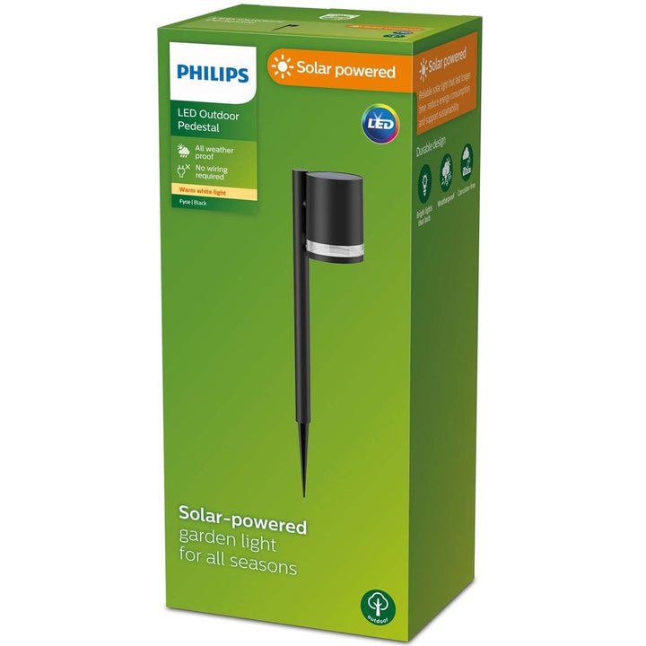 Fyce Trädgårdslampa Rak Solcell Ultra Efficient LED 200lm Svart Philips