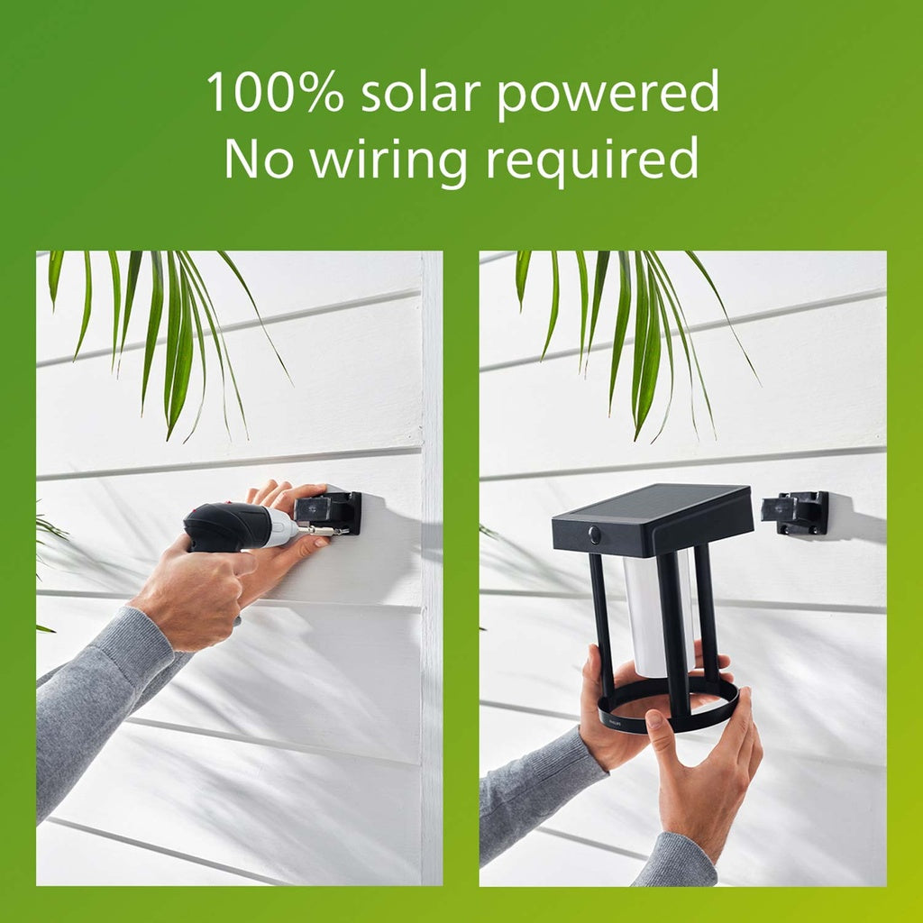 Camill Vägglampa Solcell Ultra Efficient LED 25lm/250lm Svart Philips