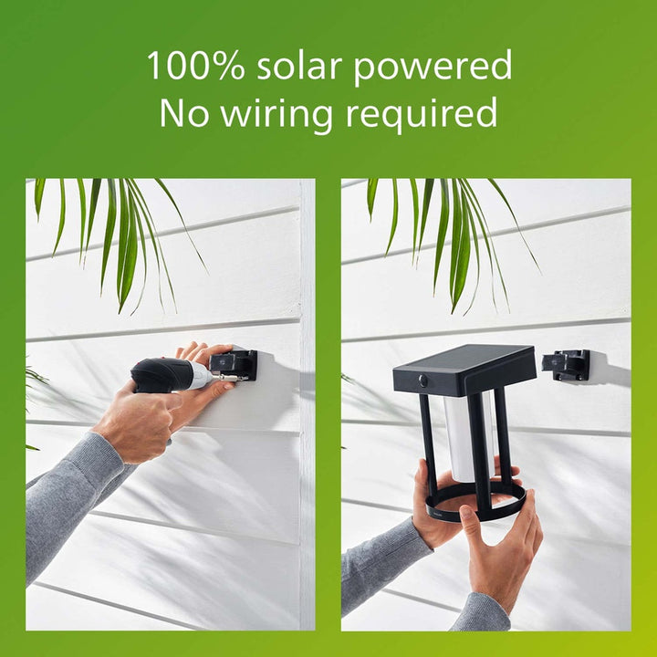 Camill Vägglampa Solcell Ultra Efficient LED 25lm/250lm Svart Philips