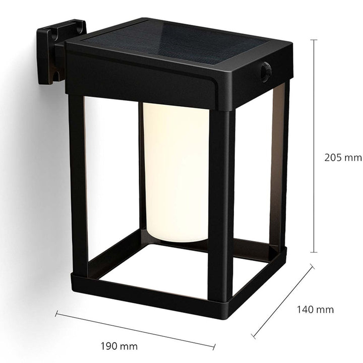 Camill Vägglampa Solcell Ultra Efficient LED 25lm/250lm Svart Philips