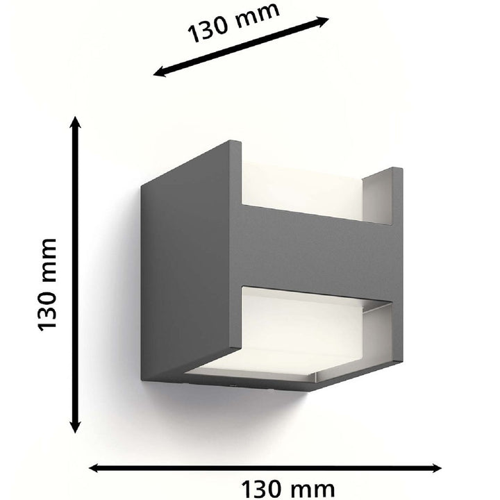 Arbour Vägglampa Ultra Efficient LED 2x3,8W 800lm Antracit Philips