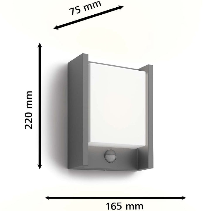 Arbour Vägglampa Sensor Ultra Efficient LED  3,8W 800lm Antracit Philips
