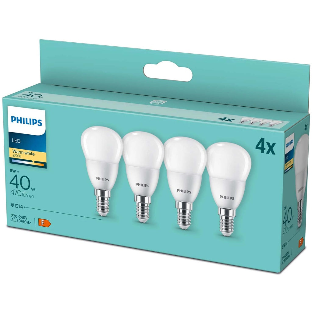 4-pack LED E14 Klot P45 5W (40W) Frost 470lm Philips