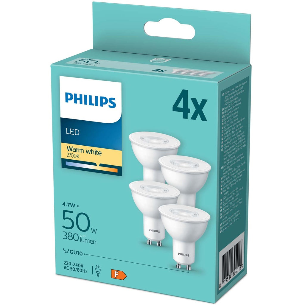 4-pack LED GU10 4,6W (50W) 380lm Philips
