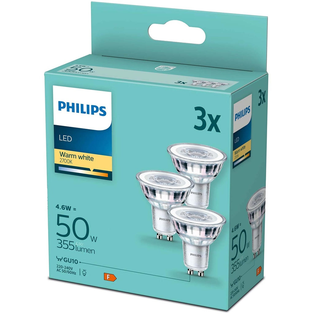 3-pack LED GU10 4,6W (50W) 355lm Philips