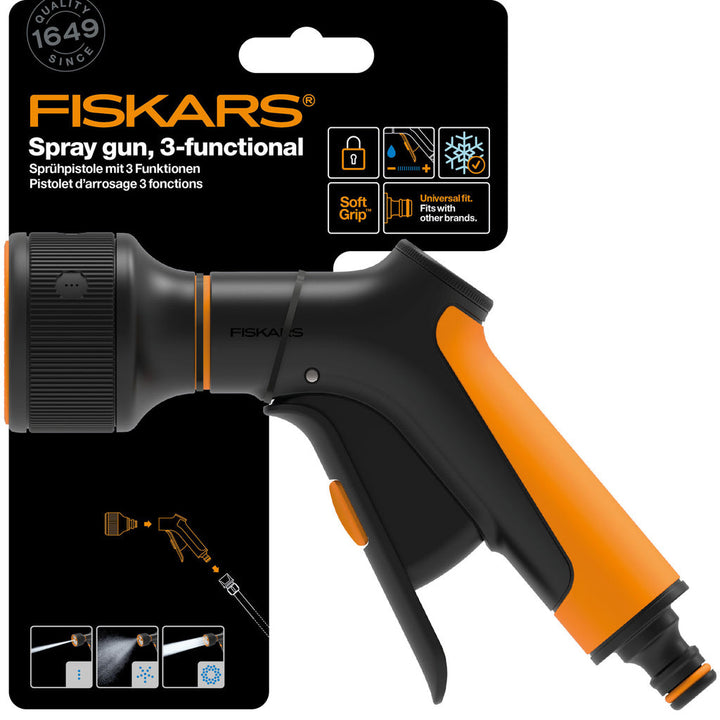 Sprinklerpistol 3-funktion. front tr. Fiskars