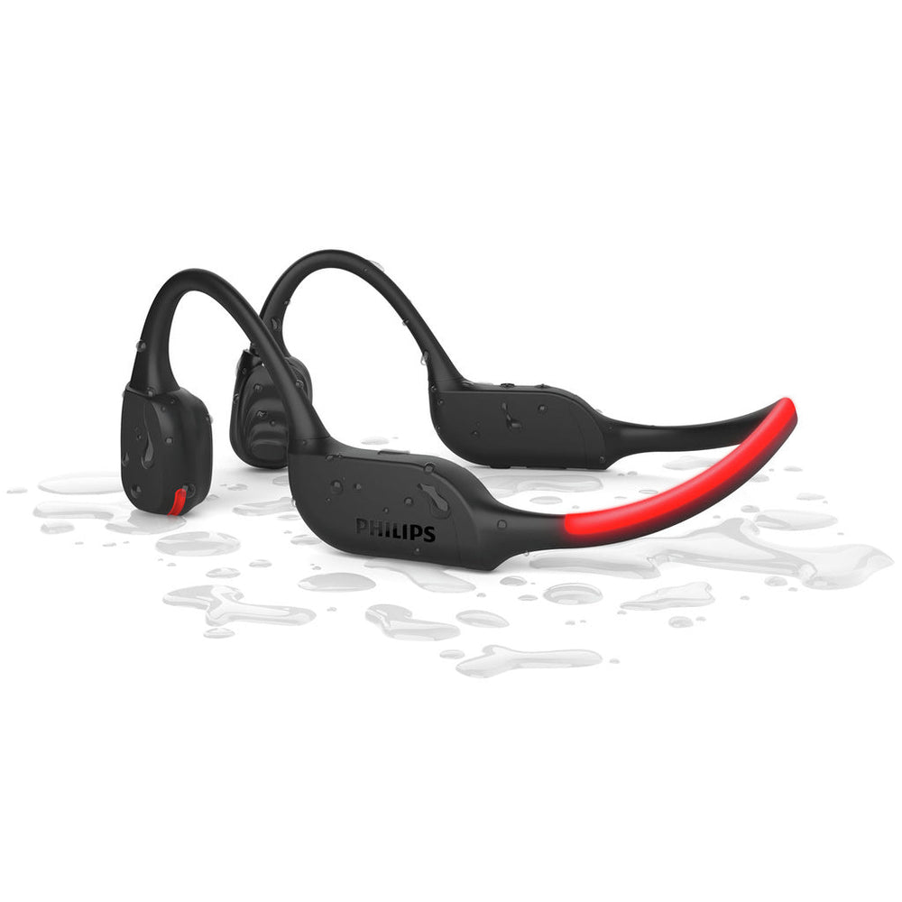 TAA7607BK Trådlösa open-ear-sporthörlurar, Bone conduction,  IPX66-klass, Led-belysning. Svarta. Philips