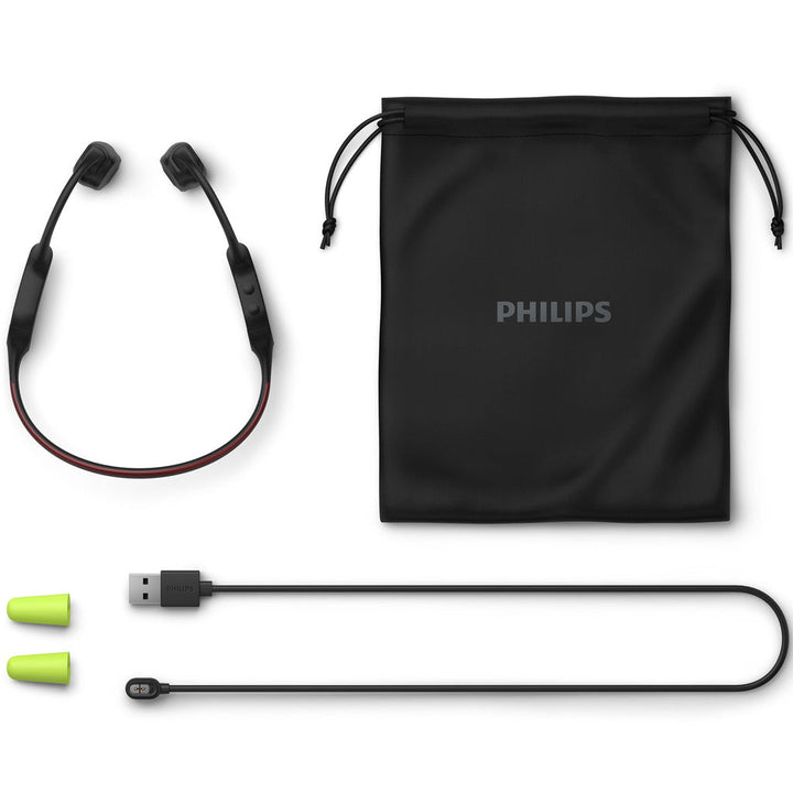TAA7607BK Trådlösa open-ear-sporthörlurar, Bone conduction,  IPX66-klass, Led-belysning. Svarta. Philips
