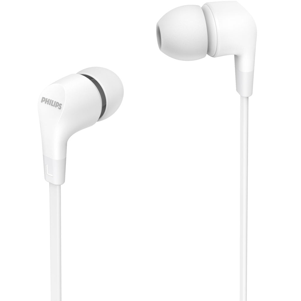 TAE1105WT Trådanslutna in-ear-hörlurar med inbyggd fjärrkontroll. Vita. Philips