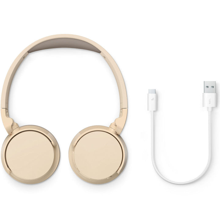 Trådlösa on-ear-hörlurar TAH3209BG, 25h speltid, lätta och bekväma. Beige. Philips