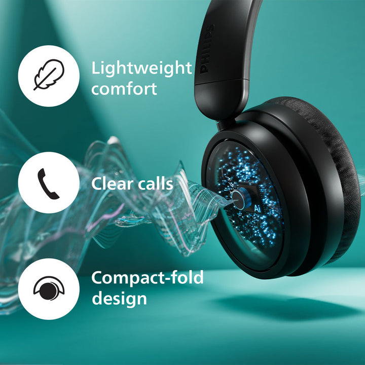 TAH5209WT Trådlösa over-ear-hörlurar, Överlägsen komfort, bra ljud och upp till 65h speltid. Vita. Philips